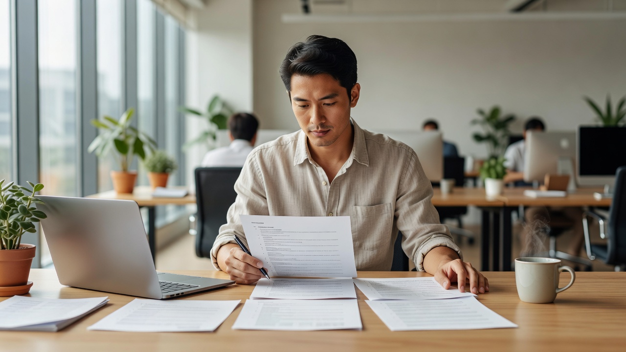 ux 트렌드 목차를 확인하는 실무자의 모습